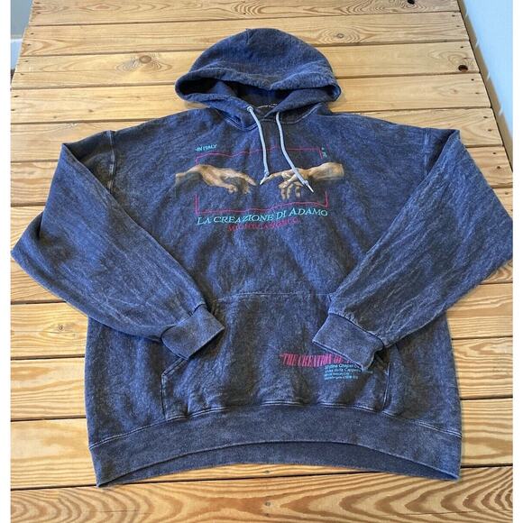 Michelangelo Graphic Hoodie Sweatshirt Size XL Men’s Grey Pullover - Picture 1 of 6